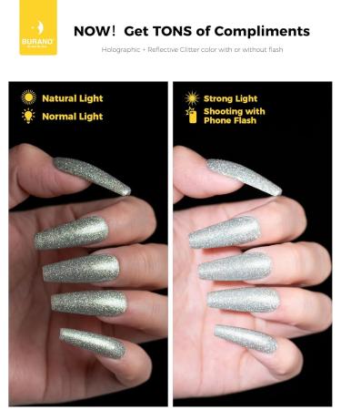 Burano Reflective Gel Nail Polish 7.3ml - Sparkly UV Holographic Glitter & Diamond Summer Colors - Buy Online on GoSupps.com