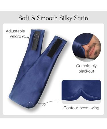 Cooling Sleep Mask with Gel Pads | Cold/Warm Compress Eye Mask for Puffy Eyes | Weighted Adjustable Satin Blackout Cover for Men & Women - Deep Blue - Buy Online on GoSupps.com