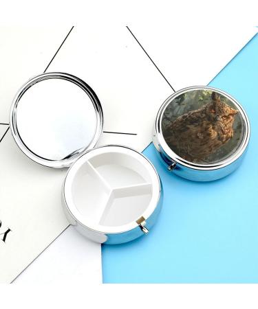 Buy Small Travel Pill Case - Round Metal Pill Box 3 Compartment Portable Organizer for Travel & Daily Use - Owl Design - Buy Online on GoSupps.com