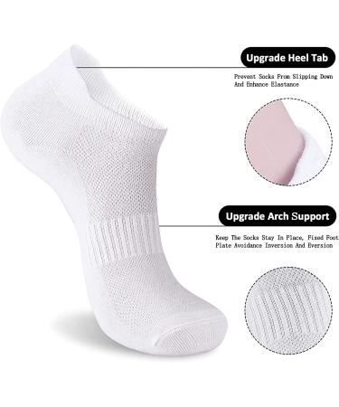 Brookhaus Women's Ankle Socks 6-Pack - White (Size 6-9) | Low Cut Athletic Running Socks for Women - Buy Online on GoSupps.com