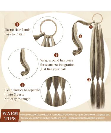 Sofeiyan Long Braid Ponytail Extension with Hair Tie Straight Sleek Wrap Around Hair Extensions Braid Pony Tail Fluffy Natural Soft Synthetic Hairpieces for Women Daily Wear 26 inch 26 Inch (Pack of 1) Ash Brown with Sandy Blonde - Buy Online on GoSupps.com