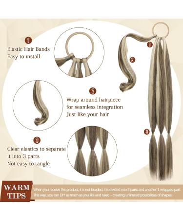 Sofeiyan 66cm Braid Extensions Ponytail - Natural Synthetic Hair Tie - Ash Brown & Sandy Blonde - Perfect for Women - Pack of 1 - Buy Online on GoSupps.com