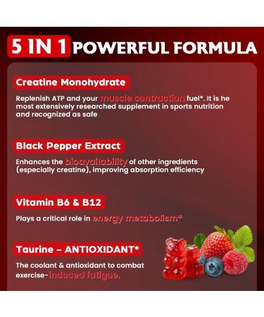 Creatine Monohydrate Gummies for Women & Men Creatine with Taurine & B6 Chewable Creatina Pre Workout Gummies for Max Strength & Muscle Growth Energy Endurance Creatine for Men & Women - 2 Packs 60 Count (Pack of 2) - Buy Online on GoSupps.com