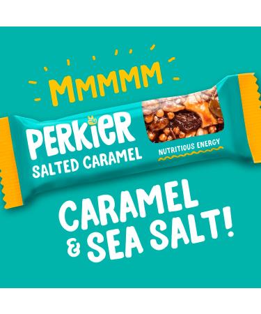 Perkier Salted Caramel Snack Bars (18 Pack) - Vegan, Gluten Free, High Protein, High Fibre, Lower Sugar, Lower Calorie, No Palm Oil - Natural Ingredients - Healthy Snack Bar - Buy Online on GoSupps.com