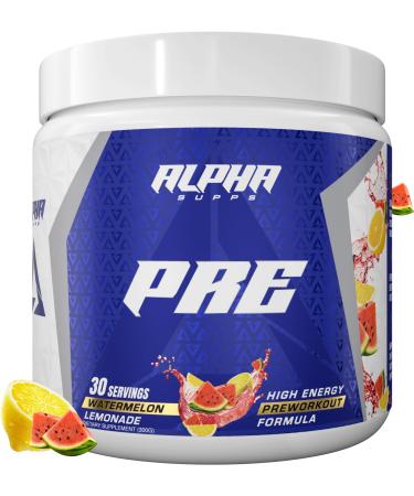 Alpha Supps Pre Pre-Workout Powder for Men & Women Back to Basics Preworkout Formula for Fitness & Gym Training Athletes - Boost Energy Focus & Performance (30 Servings Watermelon Lemonade) Watermelon Lemonade 10.6 Ounc