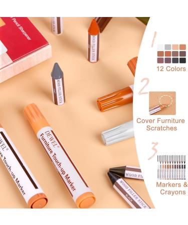 DEWEL Wood Furniture Markers & Filler Sticks Repair Kit - 12 Colors for Scratch & Stain Repair on Wood Surfaces | Fast International Shipping - Buy Online on GoSupps.com