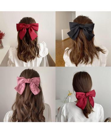 scicent Hair Bow Clips Large Vintage Satin Barrettes Silk Retro Bowknot Hair Accessory Ribbion Bowknot Clip Headpiece for Women and Girls Headdress Green - 9906 - Buy Online on GoSupps.com