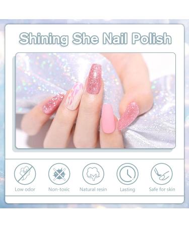Shining She Glitter Gel Nail Polish Set - 10 Colors (Silver, Black, Gold, White) | Sparkly Soak-Off UV/LED Lamp Gel Gift for Women - Nail Art Salon Quality at Home - 8ML - Buy Online on GoSupps.com