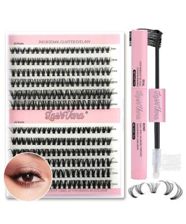 False Eyelashes Cluster with 0.8mm-14mm mix Curl Light Lashes Brand 30D-40D Shape Individual cluster eyelash 70 roots Black