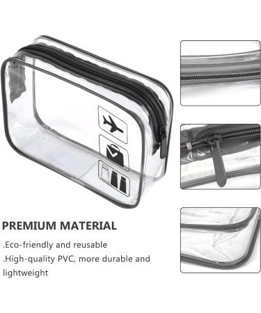 2pcs Clear Travel Toiletry Bag Set - TSA Approved Quart Size, Transparent Airport Carry-on Liquid Bags for Easy Security Check (Black) - Buy Online on GoSupps.com