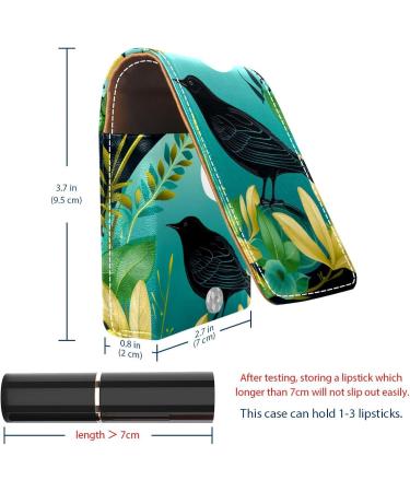 Travel Lipstick Organizer Case with Mirror - Portable Makeup Bag | Crow Bird Feather Design - Buy Online on GoSupps.com