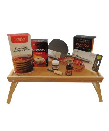 Gourmet Gift Breakfast Tray/Board with Legs: Pancake Mix Chocolate Biscotti and More