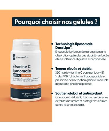 Vitamine C liposomale DuraLipo 500 mg - Biodisponibilit sup rieure - Lib ration prolong e 1 unit (Lot de 1) - Buy Online on GoSupps.com