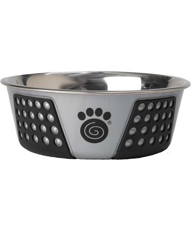 PetRageous 13097 Fiji Stainless Steel Non-Slip Dishwasher Safe Dog Bowl Grey Medium