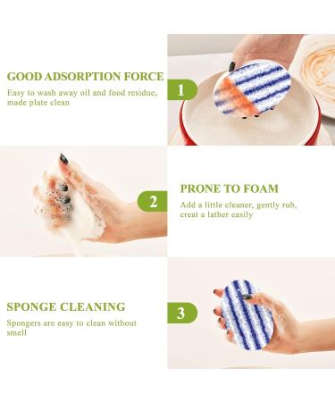 3-Pack Cleaning Kitchen Sponges Oval Ombre Purple Wave Stripe Kitchen Cellulose Dishwashing Wood Pulp Cotton - Buy Online on GoSupps.com