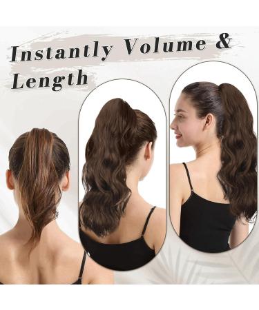 BARSDAR Long Wavy Curly Ponytail Extension 20 Golden Brown Mix Blonde - Clip-in Synthetic Hairpiece for Women - Buy Online on GoSupps.com