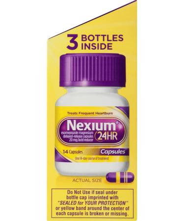 Nexium 24HR Acid Reducer Heartburn Relief Capsules for All-Day and All-Night Protection from Frequent Heartburn Heartburn Medicine with Esomeprazole Magnesium - 42 Count - Buy Online on GoSupps.com