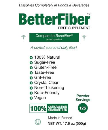 BetterFiber - Prebiotic Fiber Supplement | Non-GMO, Gluten-Free, Vegan | OU Kosher Certified | 17.6oz/500g - Buy Online on GoSupps.com