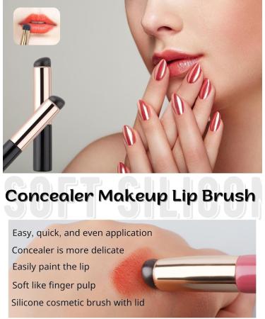UULANFA Silicone Lip Brush with Cover Concealer Lip Oil Brush Portable Mini Makeup Bleanding Brush Angled Round Tip Makeup Applicator Dustproof Silicone Brush Tool for Lip Balm Lipstick (Black) - Buy Online on GoSupps.com
