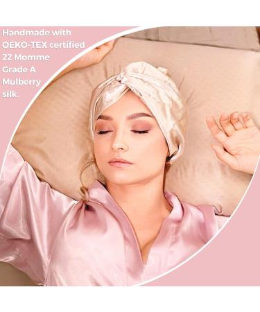 MATASSE Silk Bonnet for Sleeping and Hair Care - 22 Momme A-Grade Mulberry Silk Hair Bonnet - Champagne - Buy Online on GoSupps.com