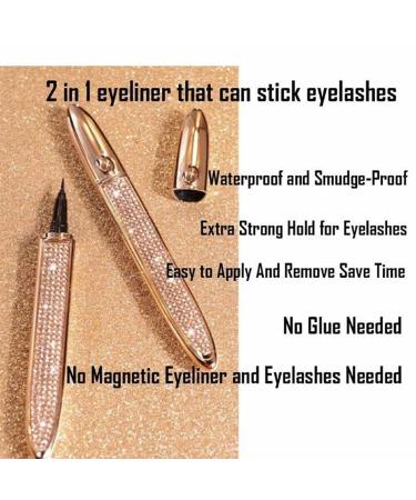 2023 Self-Adhesive Eyeliner Glue Pencil with 5 Pairs False Eyelashes - Long-Lasting Liquid Eye Liner Pen - Non Magnetic (2PCS) - Buy Online on GoSupps.com