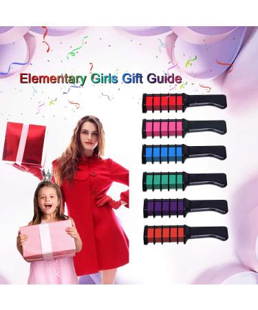 Kids Temporary Hair Chalk Comb - Non-Toxic Washable Hair Color Dye - Girls Gift for Halloween, Christmas, Birthday Parties - 6 Colors - Ages 1-10 - Buy Online on GoSupps.com