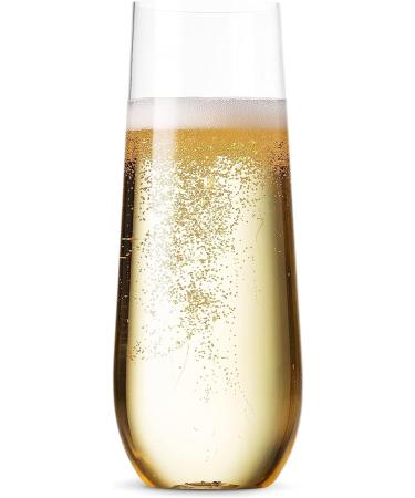 Munfix 48 Pack Stemless Plastic Champagne Flutes - 9 Oz Clear Disposable Glasses, Shatterproof, Recyclable & BPA-Free - Buy Online on GoSupps.com