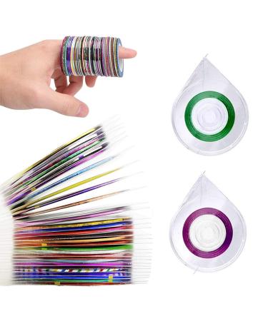 Nail Tape 30 Colors Narrow Line Striping Tape for Nail Art Decoration Crafting Projects Thin Stickers with 2 Dispensers