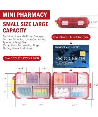 Travel Pill Organizer with Labels - Mini 7 Day Medication Holder | Cute Small Pocket Pharmacy for Vitamins & Fish Oil - Brown - Buy Online on GoSupps.com