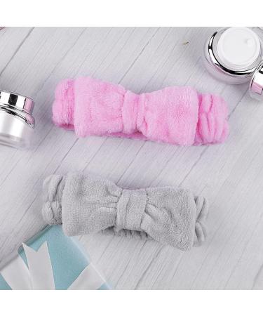 AOMIG Spa Headband for Women - Fluffy Microfiber Elastic Hair Band for Makeup, Shower, Sports - Grey Bowknot Head Band - 1 Pc - Buy Online on GoSupps.com