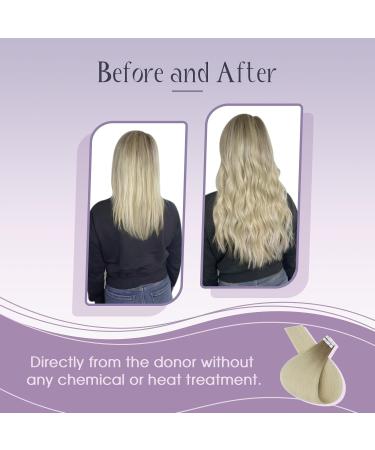 FSHINE Blonde Real Hair Extensions - 50cm Straight Tape-In Ombre Light Brown to Blonde 25g 10 Pieces - Virgin Hair Quality - Buy Online on GoSupps.com
