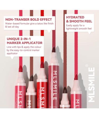 Long Lasting Red Lip Marker - Waterproof Lip Stain & Lip Liner Pencil | Hydrating & Transfer-Proof Matte Finish | Highly Pigmented (04# RED - Buy Online on GoSupps.com