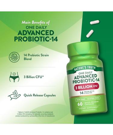 Nature's Truth Probiotics Capsules | 3 Billion CFU | 60 Count | for Men and Women | 14 Strains | Non-GMO & Gluten Free Supplement - Buy Online on GoSupps.com