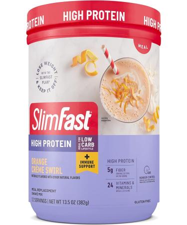 SlimFast Advanced Immunity High Protein Meal Replacement Smoothie Mix - Orange Cream Swirl - 12 Servings (Pack of 2) - Weight Loss Powder with Immune Support - Buy Online on GoSupps.com