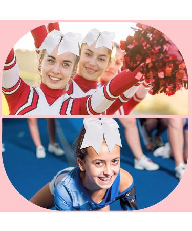 60 Pcs Large White Cheer Hair Bows for Girls - Grosgrain Ribbon Elastic Bands for Cheerleading & Sports - Buy Online on GoSupps.com