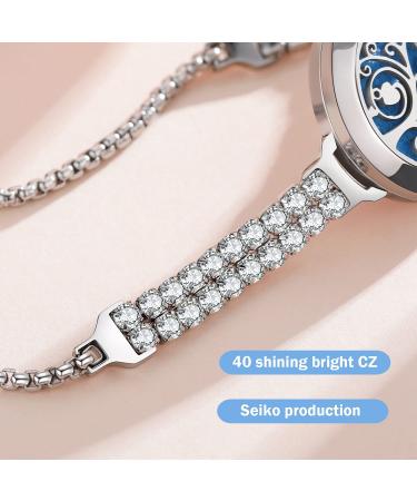 Essential Oil Diffuser Bracelet Set for Women - Aromatherapy Jewelry with 12 Refill Pads - Gift for Mom, Daughter, Girlfriend - Adjustable - Silver - Buy Online on GoSupps.com