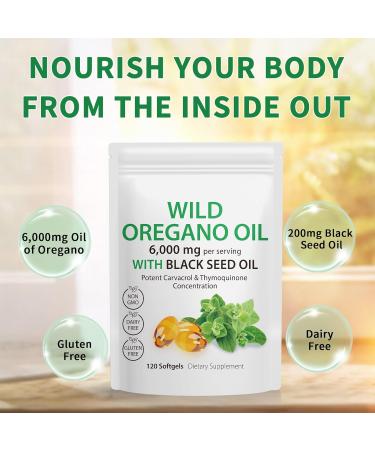 Oil of Oregano Softgels - Wild Oregano Oil 6 000mg with Black Seed Oil 200mg Capsules 120 Count Potent Carvacrol & Thymoquinone Non-GMO Dairy Free Gluten Free 120 Count (Pack of 1) - Buy Online on GoSupps.com