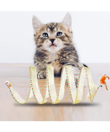 2pcs Folded Cat Tunnel Spring 10in Large Size Portable Cat Toy Spiral Tunnel with Synthetic Feather and Toy Mouse Tunnel Spring Outdoor Puppy Kitten Generic (Striped yellow Purple) - Buy Online on GoSupps.com