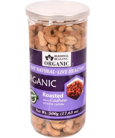 Blessfull Healing Organic Natural Vegan Sriracha Roasted Whole Cashew Nuts Crunchy Kaju 500 Gram - Buy Online on GoSupps.com