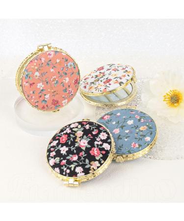 Framendino Retro Floral Pocket Mirror 4 Pack - Vintage Flowers Makeup Compact Mirrors for Women and Girls - Buy Online on GoSupps.com