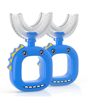 U Shaped Toothbrush - for Kids  Manual Whole Mouth Toddler Toothbrush Age 2-4 5 6 & up  Food Grade Soft Silicone Brush Head  360  Oral Teeth Cleaning Design  Good for Children's Dental Health  2 Blue - Buy Online on GoSupps.com