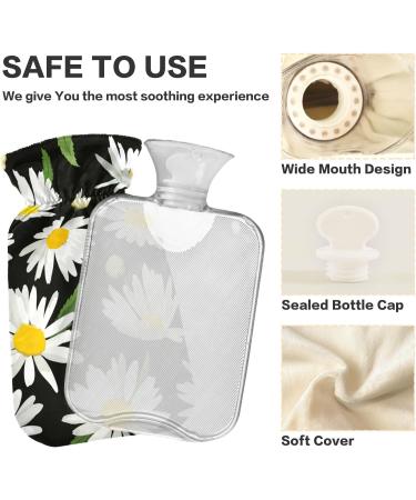 NAANLE 1L Hot Water Bottle - Chrysanthemums Daisy Flower Design for Menstrual Cramps Relief & Heat Therapy - Transparent Heating Bag for Hand & Foot Comfort - Buy Online on GoSupps.com