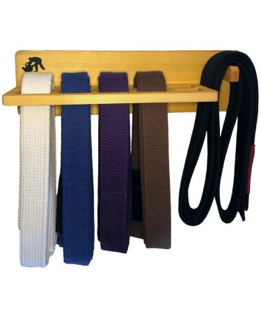 Alley Cats BJJ Belt Shelf Brazilian Jiu Jitsu Belt Display | BJJ Belt Rack for 5 Belts | Martial Arts Belt Holder Case