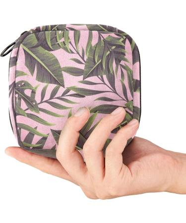 Large Capacity Women's Travel Storage Bag | Menstrual Cup Pocket & Makeup Organizer - Tropical Leaves Design - Buy Online on GoSupps.com