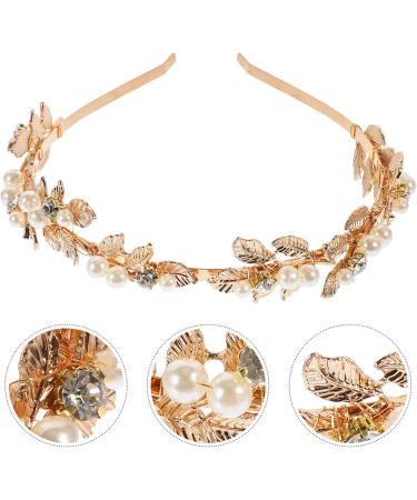 FRCOLOR Wedding Headband Rose Gold Bridal Headband Rhinestone Retro Crystal Headband Pearls Headband Metal Leaves Crown Head Band Tiara for Women Wedding Hair Accessories - Buy Online on GoSupps.com