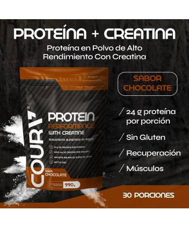 COURA Protein Performance Powder with Creatine, High-Performance Muscle Support, Gluten-Free Supplement for Athletes, 990g Chocolate 2.18 Pound (Pack of 1) - Buy Online on GoSupps.com