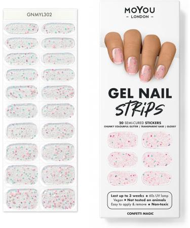 MOYOU LONDON Semi-Cured UV Gel Strips - 20 Salon-Quality Confetti Magic Nail Foils for International Shipping - Buy Online on GoSupps.com