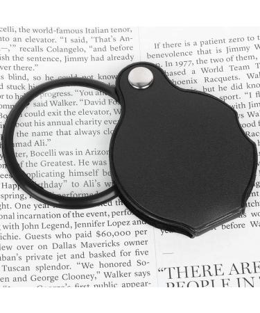 Laiaouay Folding Fold Away Pocket Magnifying Glass Magnifier Lens 3X Magnification Folding Leather Case Magnifying Glass Black - Buy Online on GoSupps.com