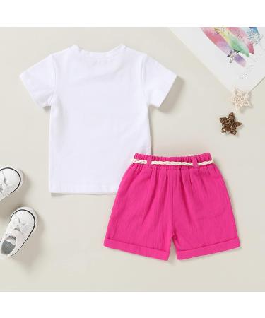 YOUNGER TREE Toddler Girls Watermelon T-shirt & Linen Shorts Set + Belt - 4 Years with Sunglasses - Buy Online on GoSupps.com