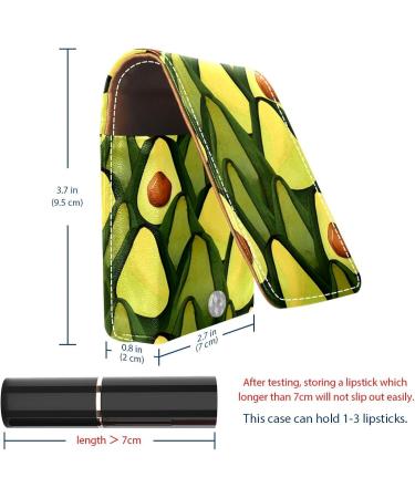 Leather Lipstick Case with Mirror | Mini Lip Gloss Organizer | Avocado Print Cosmetic Bag - Buy Online on GoSupps.com